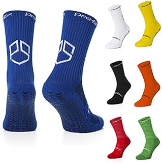 PremSox Football Grip Socks Non Slip Sports Sock featuring Rubber Pads inside and out Low Mid-Calf Non Slip Cushion Crew Team for Running, Fitness Black White Red Blue Yellow Green Orange 6 to 11