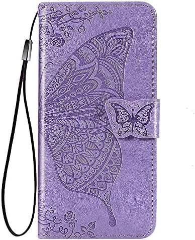 Cover Oppo Find X5 Pro Con Chiusura Magnetica A Libro, Pelle PU Con Farfalla Sbalzata, Viola Scuro, Porta Carte E Stand - 6