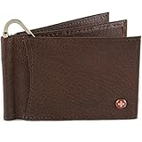 Alpine Swiss Mens Deluxe Leather Money Clip Spring Front Pocket Wallet Brown