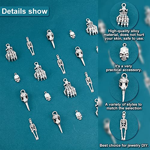 FINGERINSPIRE 60-Piece Gothic Skeleton and Skull Charms #TOP15