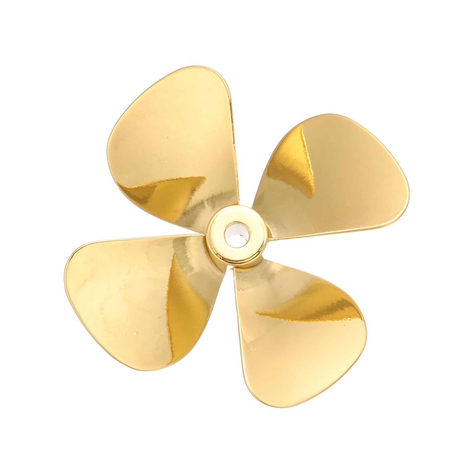 sourcing map RC Boat Propeller, 4 Blades Propellers 4mm Hole Dia 60mm OD CCW Clockwise Rotating Drill Propeller for RC Boat, DIY Ship Model, Gold