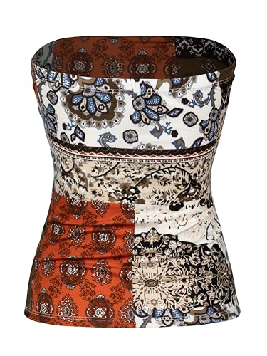 Image of MixMatchy Women's Stretchy Strapless Tube Top Y2K Bandeau Top