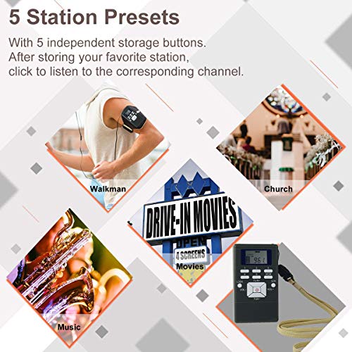 Retekess Pr13 Portable Fm Radio, Pocket Fm Radio Receiver, Aaa Battery Powered Personal Mini Stereo Radio With Earphone And Lock Key For Walking, Jogging, Mowing, Church, Tour Guide (Gray) #TOP2