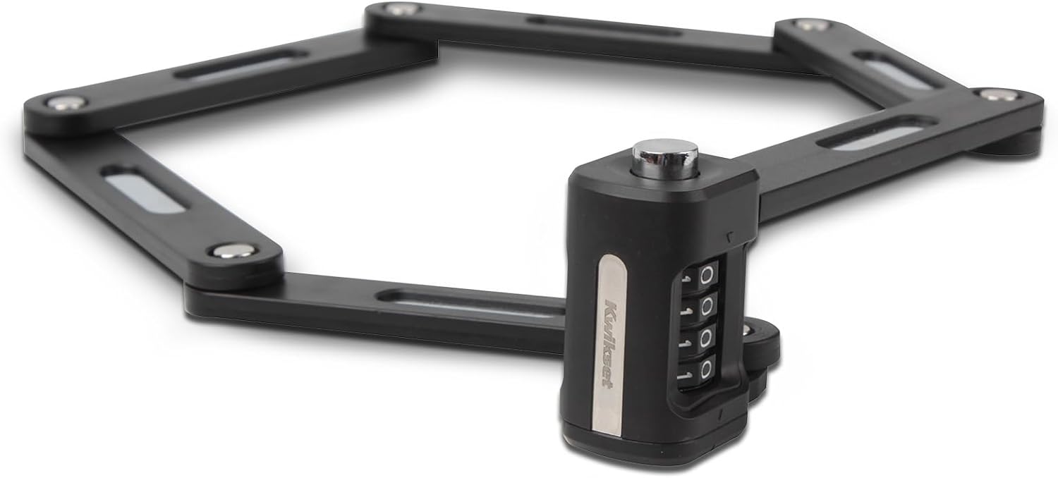 Kwikset 3 ft High Security Combination Folding Bicycle Lock, Hardened Steel Links, Outdoor Bike Security, 1 Pack, Black