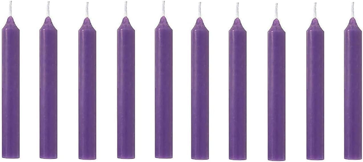 Purple Wax Candle Set for Diwali, Festivals & Events - Long Burning Decorative Mombatti for Home, Puja, Parties & Indoor Celebrations - Pack of Scent-Free Night-Long Candles Pack of 20