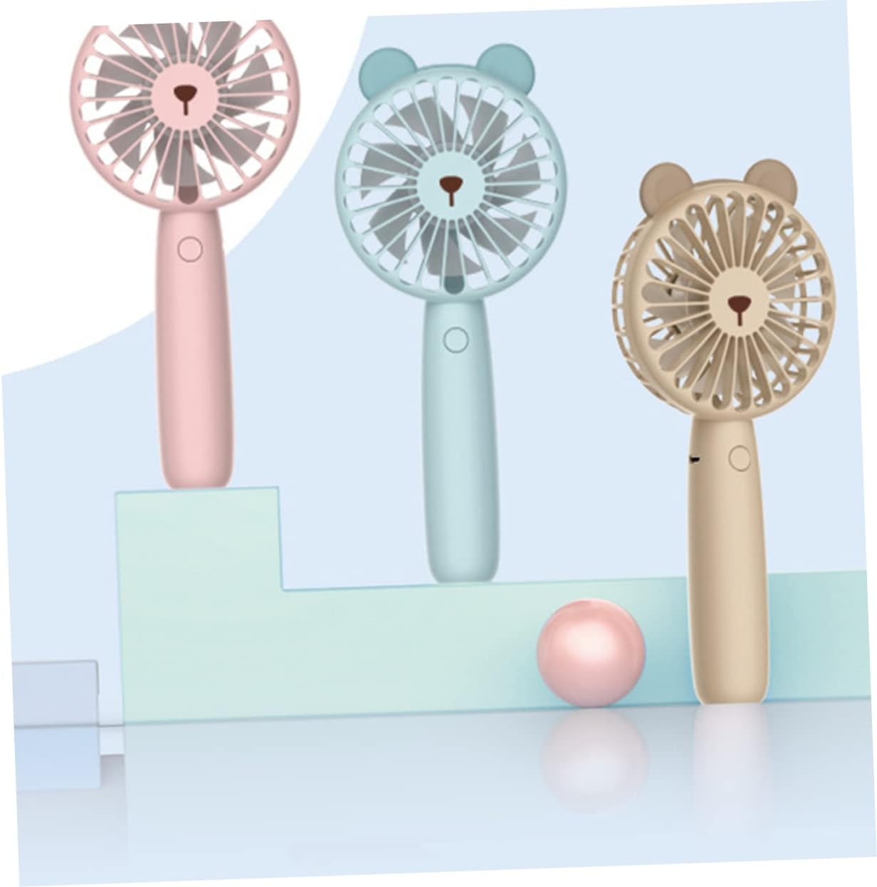 Hand Held Fans 1pc Handheld Shape for Rechargeable Portable Compact Design Girls Size USB Fan Mini Usb Fans fan (Color : Beige, Size : 22.5X8.6CM)