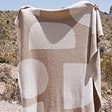 Lumi Living 100% Soft Cotton Modern Minimal Abstract Shapes Knit Throw Blanket New(Neutral / Cream)
