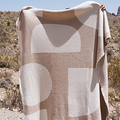 Lumi Living 100% Soft Cotton Modern Minimal Abstract Shapes Knit Throw Blanket New(Neutral / Cream) #TOP13