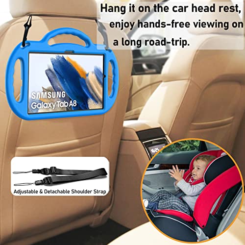 Ltrop Kids Case For Samsung Galaxy Tab A8 10.5 2022(Sm-X200/X205/X207) With Shoulder Strap - Galaxy Tab A8 Case For Kids, Shockproof Handle Stand Case For Samsung Galaxy Tab A8 10.5" 2022, Blue #TOP5