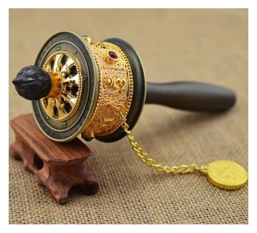 CFFQDQUANB Buddhist Prayer Wheel, Prayer Wheel with Scroll, Wheel for Relaxing, Praying, Meditation, Healing(Black)