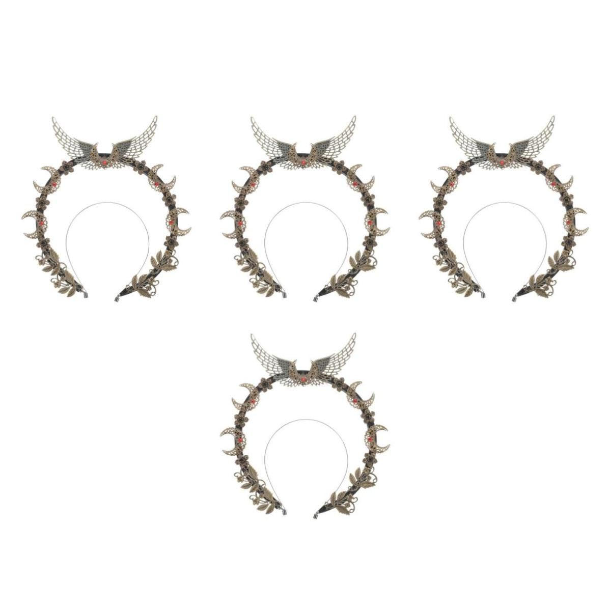 Didiseaon 4 Pezzi Cerchietto Elegante in Metallo per Chioma Donna, Nero, | Accessorio Decorativo per Festa Danzante e Fai da Te, Fatto a Mano, anche Oggetto Fotografico