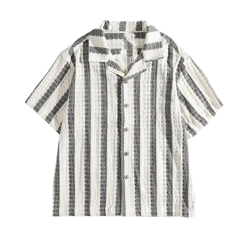 Chemise homme rétro rayures ajourées contre la chaleur coupe large été