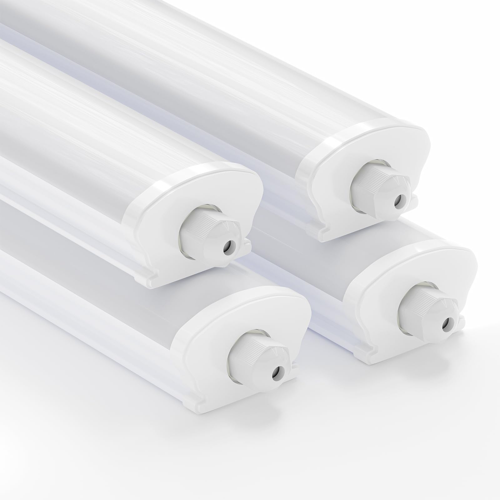 LQWELL LED Feuchtraumleuchte, LED Röhre 150x6.8x5cm IP65 Wasserfest, 45W 5050LM 6500K, Deckenleuchte Lange als Kellerleuchte, Wannenleuchte, Nassraumleuchte, Garagelampe, Werkstattlampe, 4 Stück