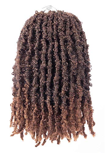 Ombre Butterfly Locs Crochet Hair 12 Inch 5 Packs Pre-Looped Short Distressed Locs Crochet Braids (12 Inch,T30)