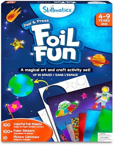 Skillmatics Art & Craft Activity – Foil Fun Space, No Mess Art for Kids, Craft Kits & Supplies, DIY Creative Activity, Gifts for Boys & Girls Ages 4, 5, 6, 7, 8, 9, Travel Toys