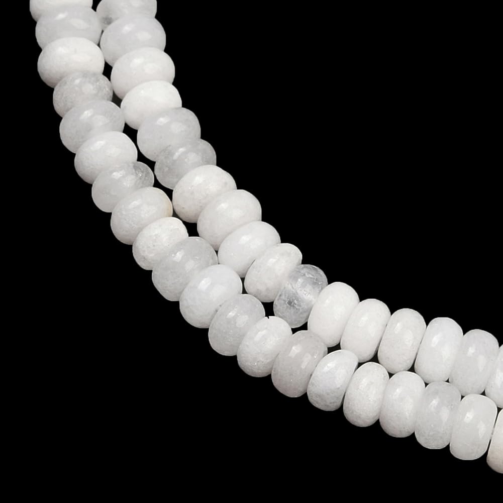 PONABEADIY 1 Box 2 Strands 336PCS 4MM Natural White Jade Stone Beads Strands with Hole Rondelle Abacus Gemstone Disk Energy Loose Spacer Bead Bulk for Jewellery Making Diy Bracelets Earrings Crafts - Image 4