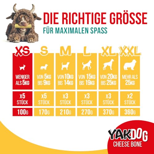 YAKDOG – Käsesticks für Hunde – Langanhaltende Kausnacks – 100% Natürlich – Traditionell aus dem Himalaya – Hergestellt in Belgien – XS - 5 Stück