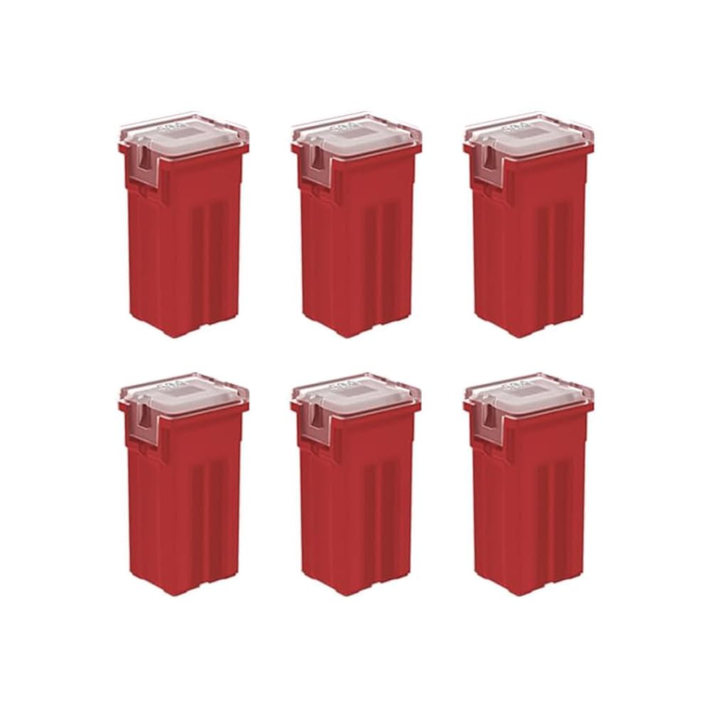 Gebildet 6 szt. 12V-24V Automotive Tall Profile Jcase Box Shaped Assorted Fuse do samochodów ciężarowych, osobowych i SUV-ów, łodzi (50A)