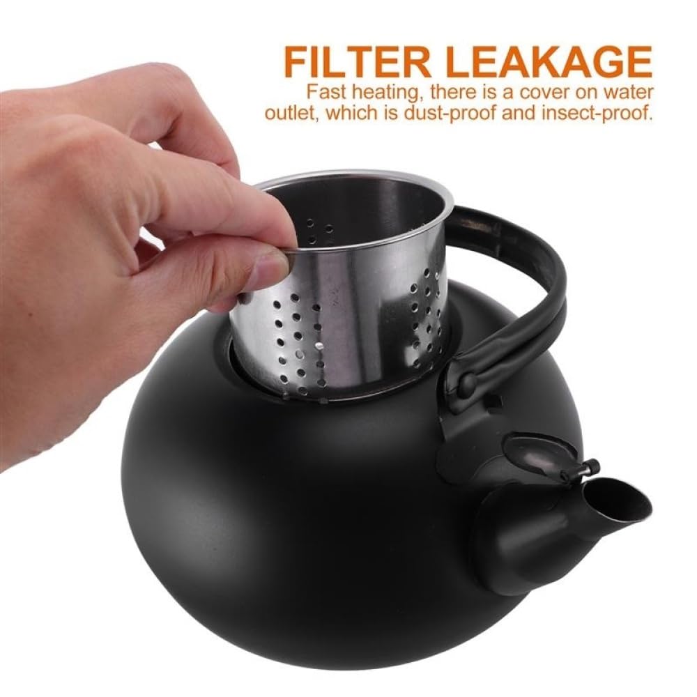 1L/1.2L/1.5L Black Stainless Steel Water Kettle with Whistle, Stovetop Tea Pot for Hot Water Boiling(1.5L)