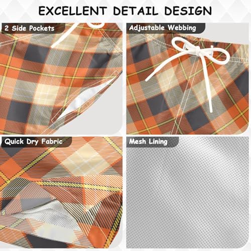 Orange Square Plaid Boys Swim Trunks for 2-12 Years Swim Beach Shorts Kids Swimwear Board Shorts Swimming Essentials3