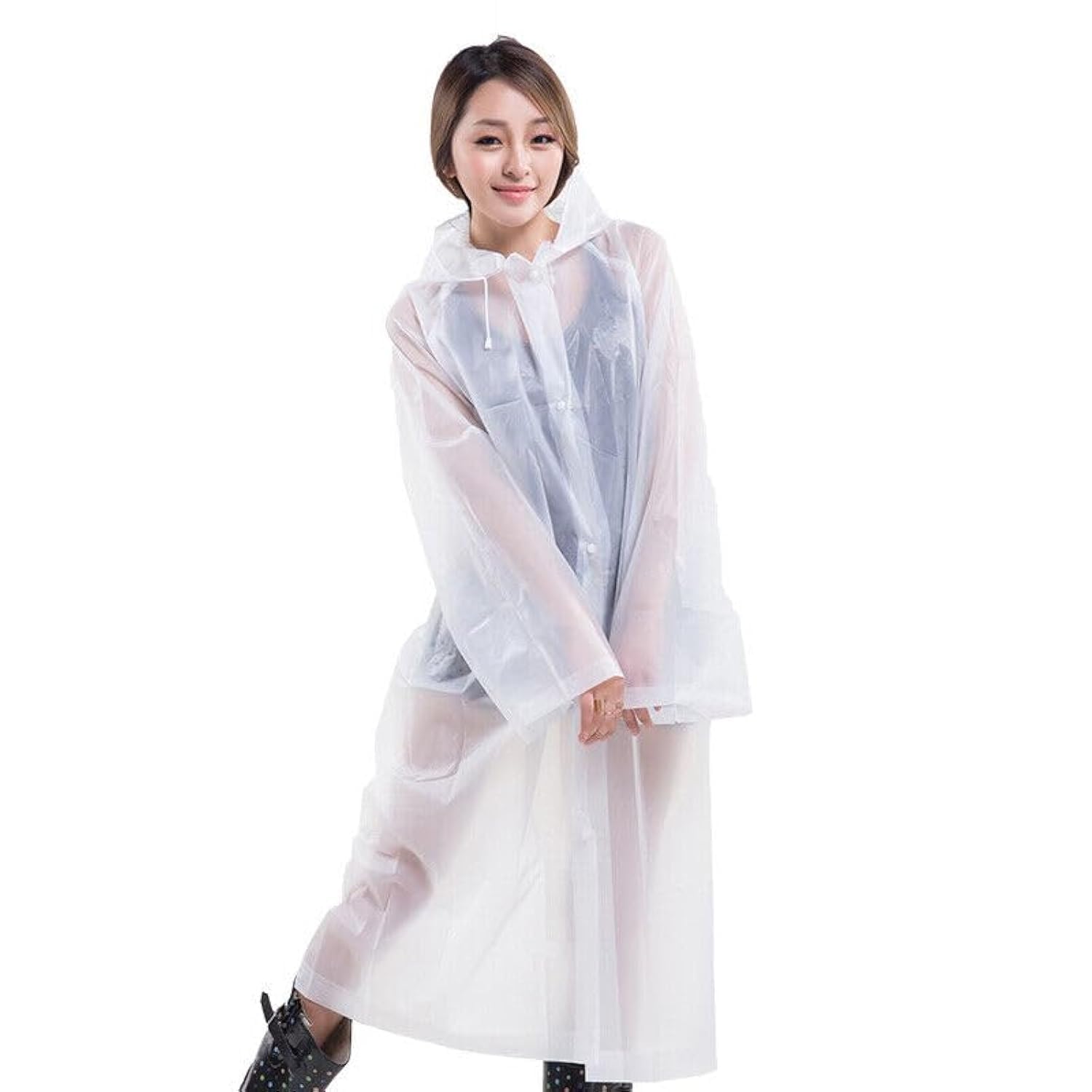 Boolavard Unisex Adults Rain Poncho, lightweight, reusable, and packable on the go rain protection (UK, Alpha, One Size, Regular, Regular, Transparent)
