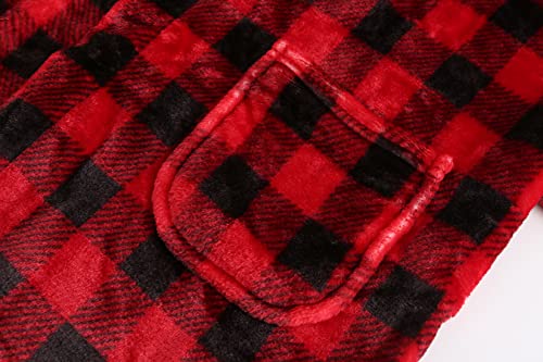 Image of Kids Hooded Bathrobe Girls Soft Plush Hooded Flannel Pajamas Sleepwear Boys Spa Robe