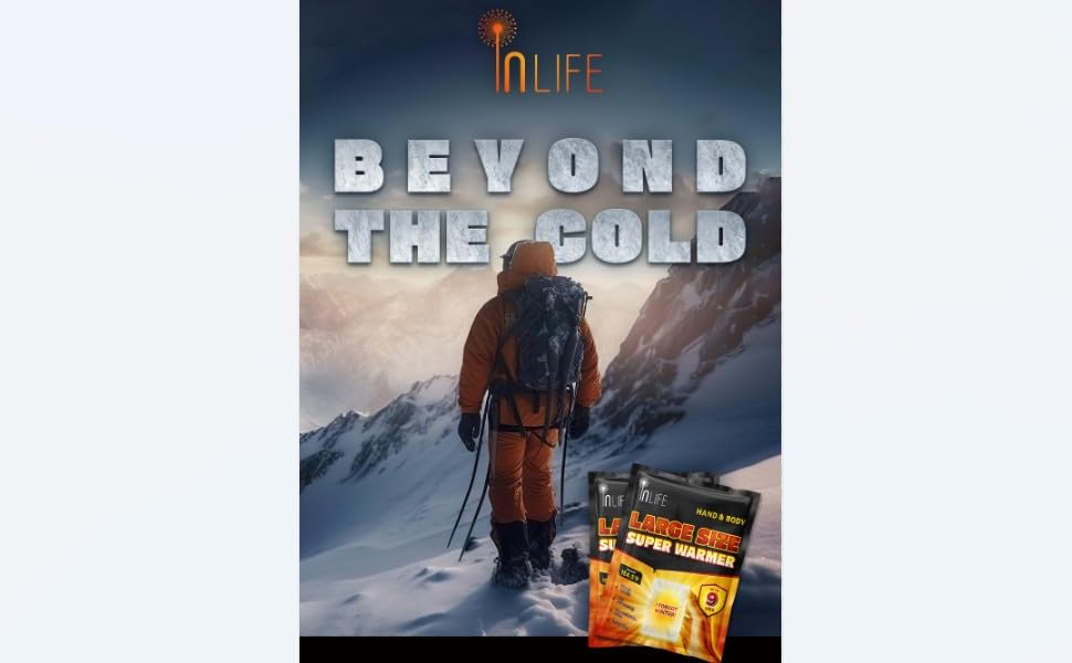 InLife Large Size Super Warmer for Hands and Body, Wider Area Covered, Outdoor Activities, Air-Activated, Single Use, Ready to Use, Consistently Long Last for 9 Hours, Odorless, 40 Packs