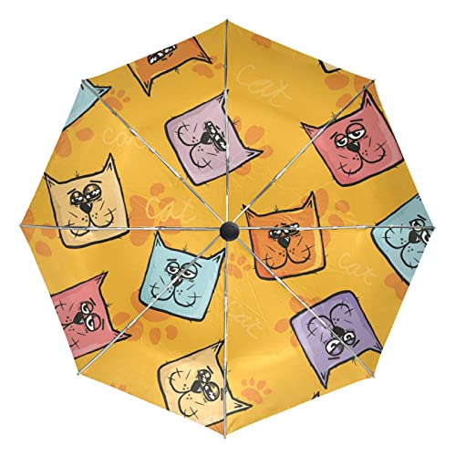 Parapluie automatique chat jaune mignon pour égayer vos sorties à la plage ou en voyage