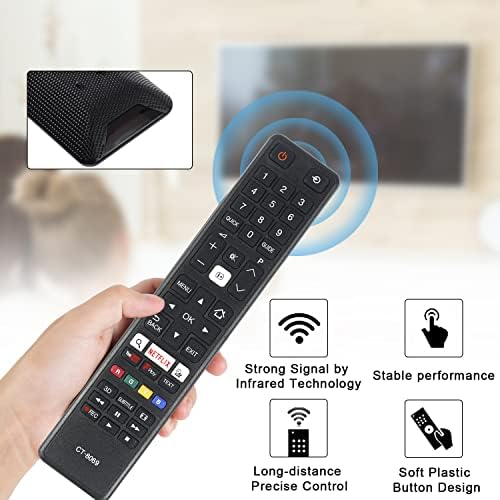Replacement for Toshiba CT-8069 Remote Control, YiBiChin CT-8069 CT8069 Remote Control Compatible with Toshiba Smart LCD LED TVs, with YouTube, NETFLIX and Fplay Shortcut Buttons, No Setup Required