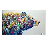 zhengchen Canvas Poster Abstract Colorful Bear Animal Canvas Painting Posters and Prints Wall Art Pictures for Living Room Bedroom Modern Home Decor 80x160cm/31.4'x62.9' No Frame