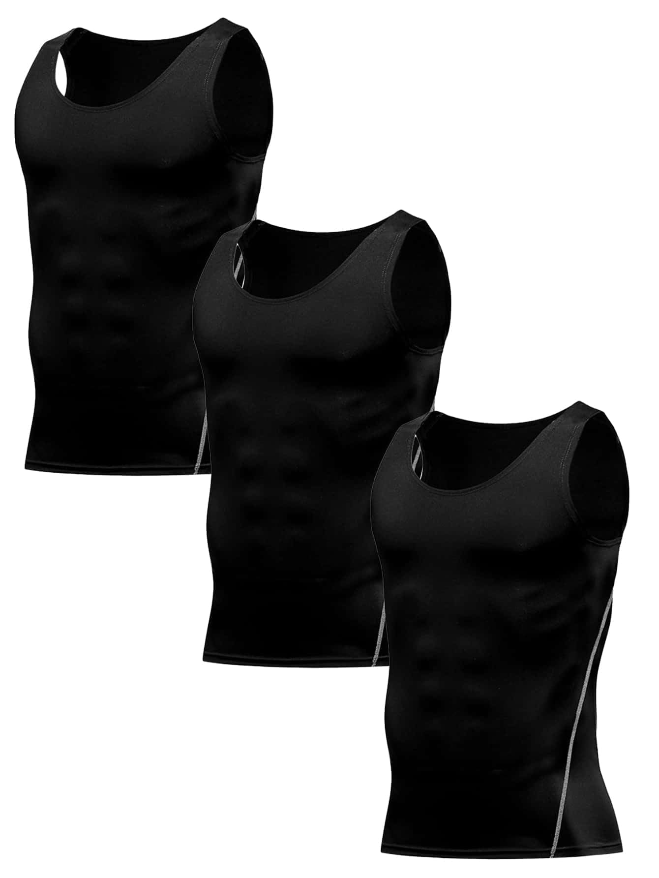 3 Pack Compression Shirts and Tank Tops Men Short Sleeve/Sleeveless Athletic Undershirt for Sport