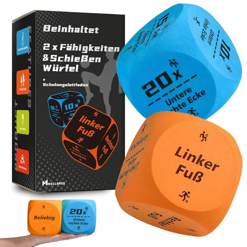 Mellbree Fußball Trainingswürfel Set 2Pcs Geschenkset für Schöne und praktische Fussball Geschenke Großes Fußball-Trainingsgerät für Schuss & Jonglieren Fußballfähigkeiten Spielerisch Trainieren