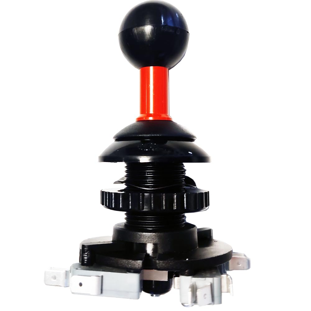 Digitalkey Joystick EDIERRE Mod. 02/P XL con Boccola Filettata Lunga, Montaggio su Plance (Nero_Rosso)