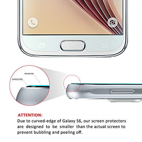 Amfilm Glass Screen Protector For Galaxy S6, Tempered Glass, With Complimentary Pet Back Film #TOP4
