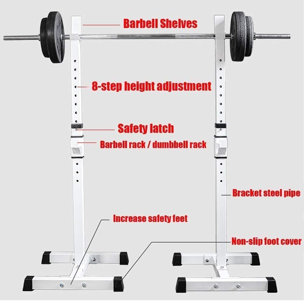 ERoomQ Barbell Stand Weight Lifting Rack Gym Family Fitness Adjustable Indoor Barbell Stand, Portable Steel Rack Bench Squat Pole Storage Squat Rack Stand, Strength Training, Home Gymlack