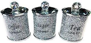 iuNWjvDU Convenient Diamond Crushed Tea Cofee Sugar Canisters Jars Storage Silver Trimmings Crystal Filled for Home