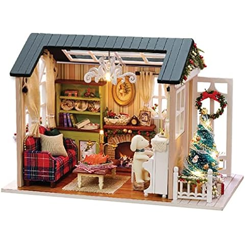 Ailgely DIY Miniature Dollhouse Kit Realistic Mini 3D Wooden Doll House Kit,Tiny House Kit with Furniture LED Lights,Miniature House Kit 1:24 Scale,Gift for Birthday Valentine's Wedding Day Cover