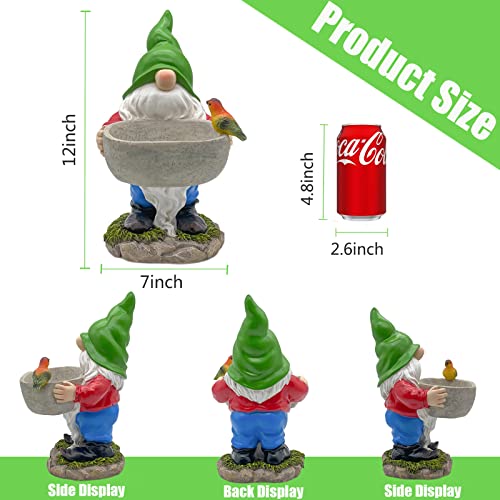 Wshwxy Garden Gnome Bird Feeder Gnome Feeders Resin Garden Gnome Outdoor Yard Decor 12" Tall #TOP1