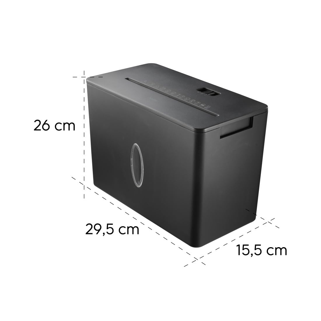 Hama |Trituradora Papel Nivel Seguridad E-3,P-4,T-4, Negro | Destructora Papel, 29,5x15,5x20,7cm, Niv Ruido: 64db, Velocidad: 1,8m/min, 4x33mm Corte, 4 Hojas A4, Tarjetas crédito, Grapas