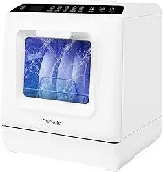 máquina lava louça, lava-louças portátil com tanque de água, 6 programas de lavagem, à prova de vazamentos e também pode ser conectada à torneira. Para apartamentos, dormitórios, escritórios.