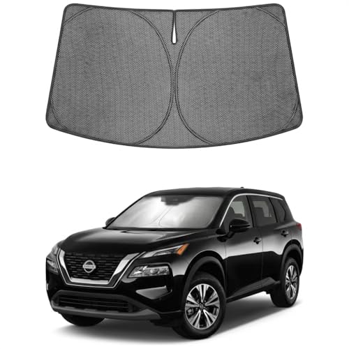 Image of Proadsy Windshield Sun Shade Custom Fit Nissan Rogue 2021-2026 Ice Crystal Black Front Window Sunshade UV and Heat Blocker Foldable Visor Keeps Car Cooler for Summer Parking and Daily Use