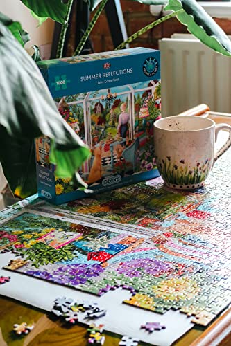 Gibsons Summer Reflections 1000 Piece Jigsaw Puzzle for Adults, Beautiful Summer Garden Scene by Claire Comerford - Image 3