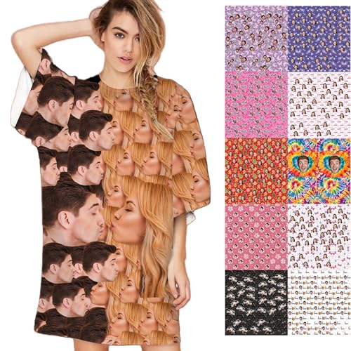 M YESCUSTOM Personalized Women's Nightgown Custom Face Sleepwear Sleep Gown for Women Personalized Photo Pajamas House Dress
