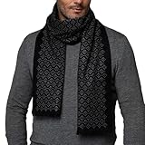 CUDDLE DREAMS Men's Silk Scarves, 100% Mulberry Silk Brushed, Luxuriously Soft (Diamond Black)