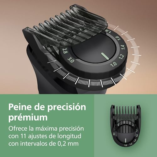 Miniatura 5 de Philips Recortadora todo en uno de 23 en 1 Serie 9000 + OneBlade - Afeitadora y cortapelos hombre para rostro, cabeza y cuerpo, 27 longitudes (0,2-20 mm), recargable, MG9561/30