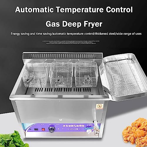 Fritteuse, LPG-Friteuse aus Edelstahl, Fettfritteuse aus Edelstahl mit herausnehmbarem Korb, manuelle Temperatureinstellung für gewerbliche Küchengeräte in Restaurants und Privathaushalten ( – Bild 3