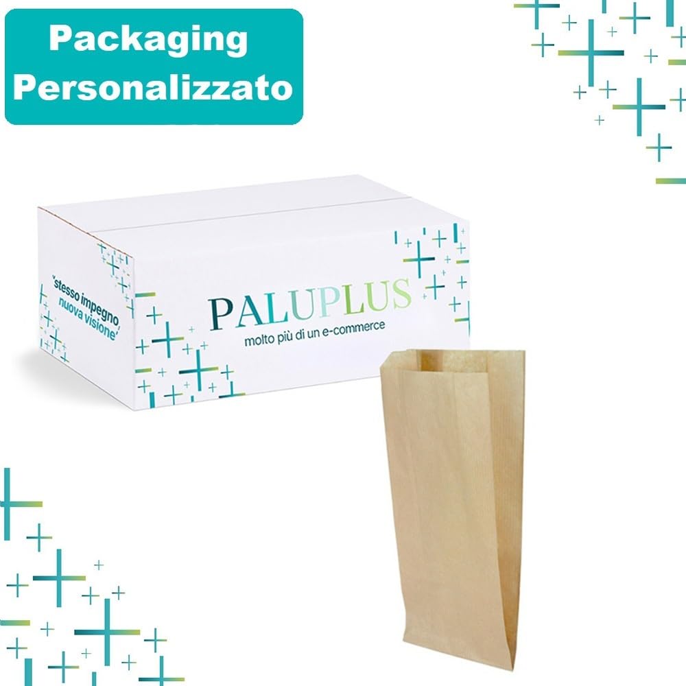 Palucart® 1000 Sacchetti di Carta per Alimenti colore Avana, misura 17x38 cm, Buste in carta Kraft per Trasporto di Cibi e Oggetti - M