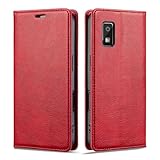 AQUOS Wish 3 ケース手帳型 ウィッシュ3 SH-53D A302SH SH-M25 楽天モバイル ワイモバイル SIMフリー シャープ アクオス ウッシュ3ケース手帳型 PUレザー RFID磁気防止 スマホケース 内蔵マグネット 耐摩擦 薄型(Sharp AQUOS WISH3 A302SH SH-53D対応)レッド