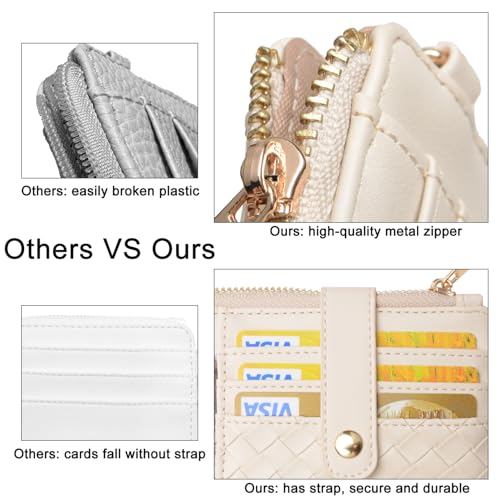 Image of COOLANS Silicone Bracelet Wristlet Wallet Credit Card Holder RFID,ID Window,Key Ring Tassel,Slim Wallet Women Keychain Purse
