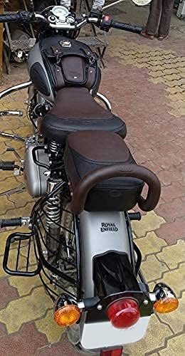 Pure Biking Coffee Brown Combo Set of 4 Seat Cover with Tank Cover+Backrest Foam Compatible with RE Classic 350/500cc 2020-image-35